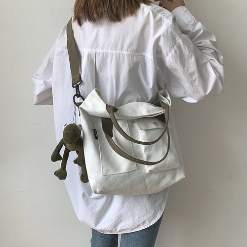 New single shoulder portable canvas large bag 2020 forest large capacity women's commuting bag student tutoring bag shopping bag