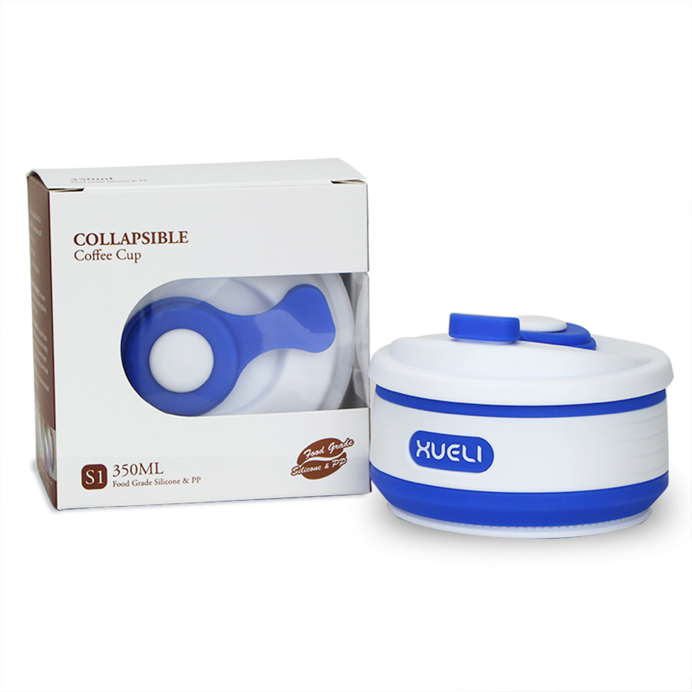 Fábrica al por mayor al aire libre plegable taza moderna simple 350ml taza de silicona resistente a la caída de agua hirviendo plegable taza de café