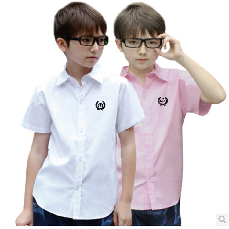 2023韩版休闲男童短袖 纯棉时尚衬衫 中大童衬衣男童衬衫儿童衬衫