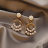 Fashionable silver needle, universal retro earrings from pearl with tassels, silver 925 sample, wholesale