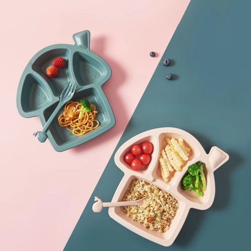 Baby dinosaur tableware 6-piece set children's dinner plate compartment household creative cartoon fall-resistant environmentally friendly wheat bowl cup