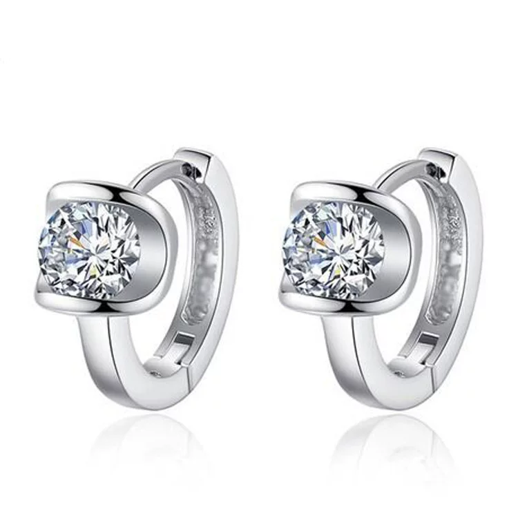 Серьги, модный платиновый цирконий, корейский стиль, оптом