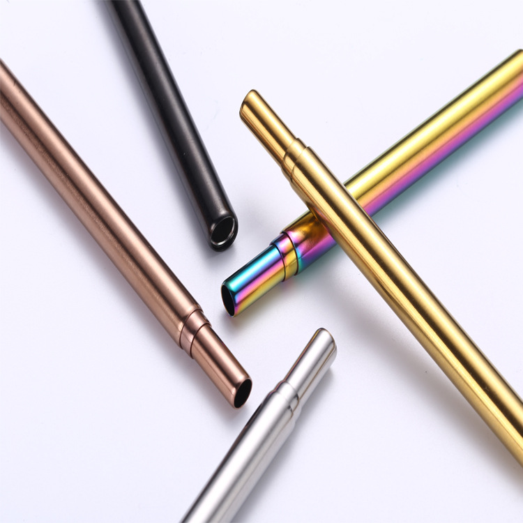 Paja telescópica de paja plegable de acero inoxidable creativo portátil traje de paja al aire libre paja telescópica de tres secciones