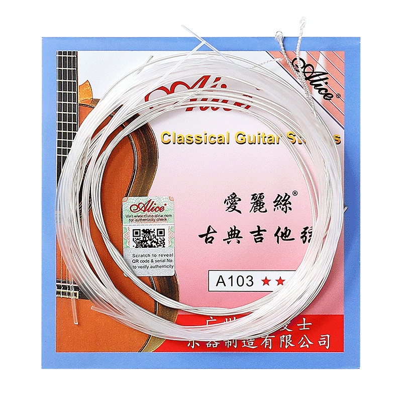 Настоящая струна гитары Alice Classical String A103 профессиональная классическая гитара Стринг 1 Стринг 2 Стринг 3 4 5 6 Полный комплект струн