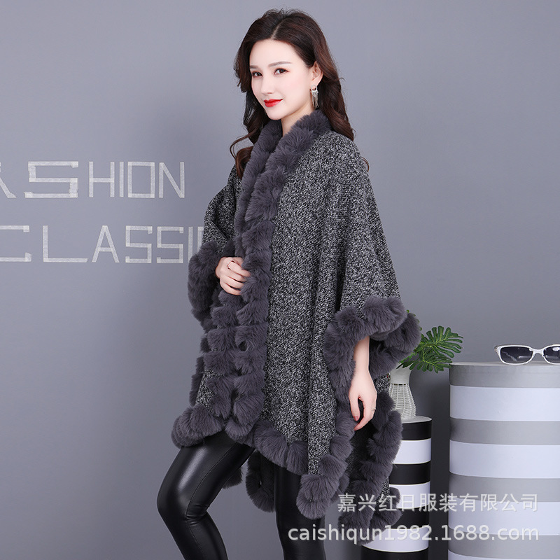 Venta al por mayor ropa de mujer invierno nuevo estilo piel de imitación mujer comercio exterior europeo y americano Jiaxing chal bufanda exterior imitación invierno piel de conejo rex