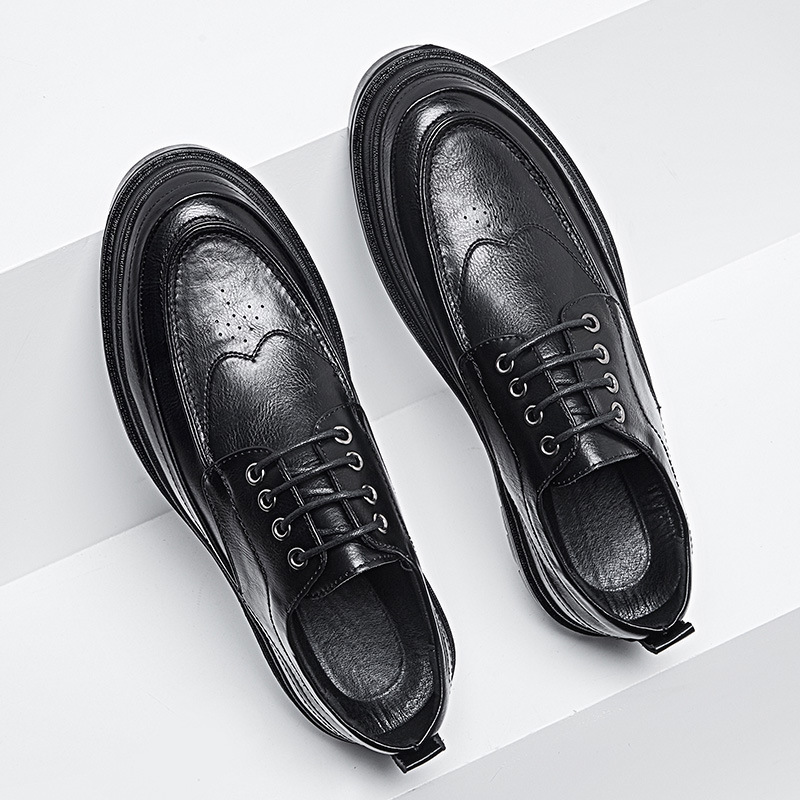 英伦时尚厚底雕花皮鞋韩版流行休闲潮鞋商务正装百搭皮鞋男Z60-X