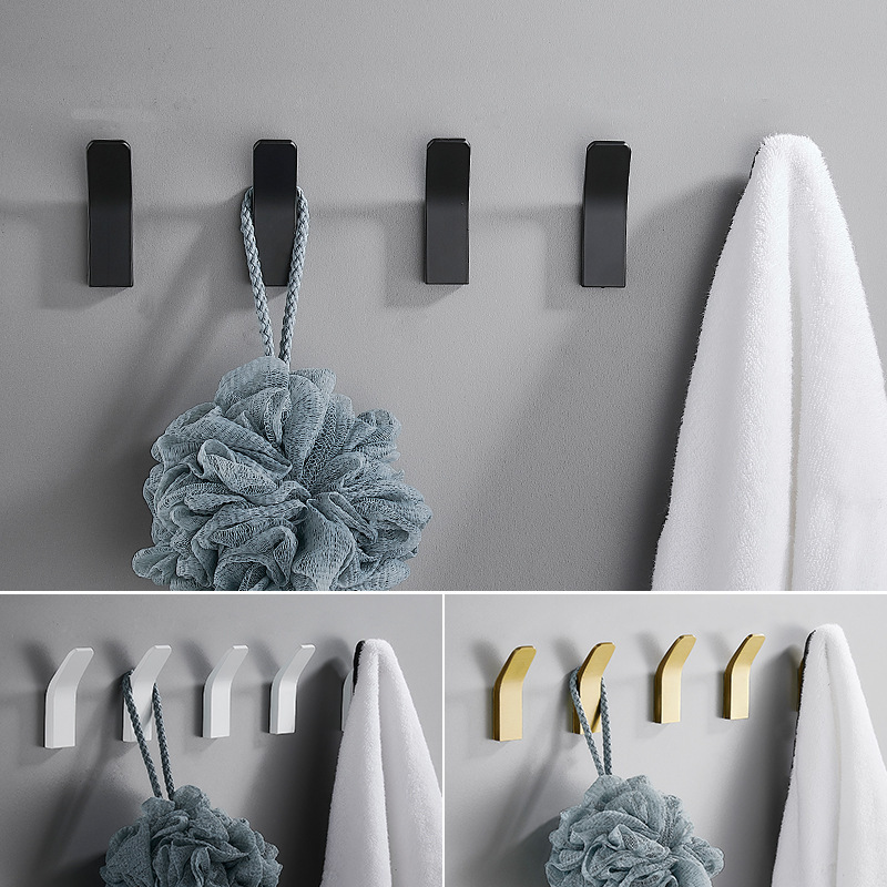 Punch-free Black Clothes Hook Space Aluminum White Clothes Hook Wall Hanging Wall Bathroom Coat Hook Single Hook