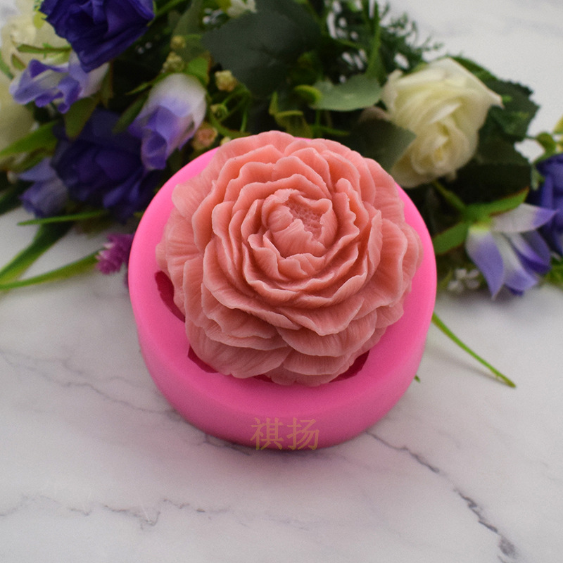 Peony Flower Handmade Soap Soap Mold DIY Aromatherapy Plaster Baking Cake Diffuser Stone Ice Cube Candle Silicone Mold