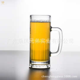 600ml啤酒杯扎啤杯玻璃啤酒杯带把啤酒杯吧台1L扎啤杯精酿啤酒杯