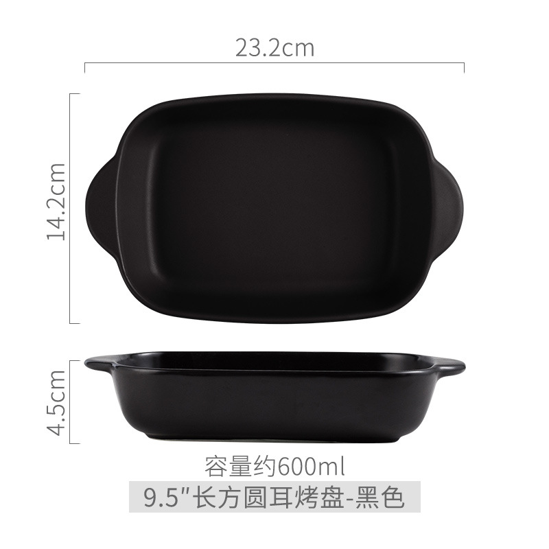 Nórdico pan para hornear plato de arroz al horno plato de cerámica doble oreja placa de horno microondas horno rectangular para hornear pan hogar