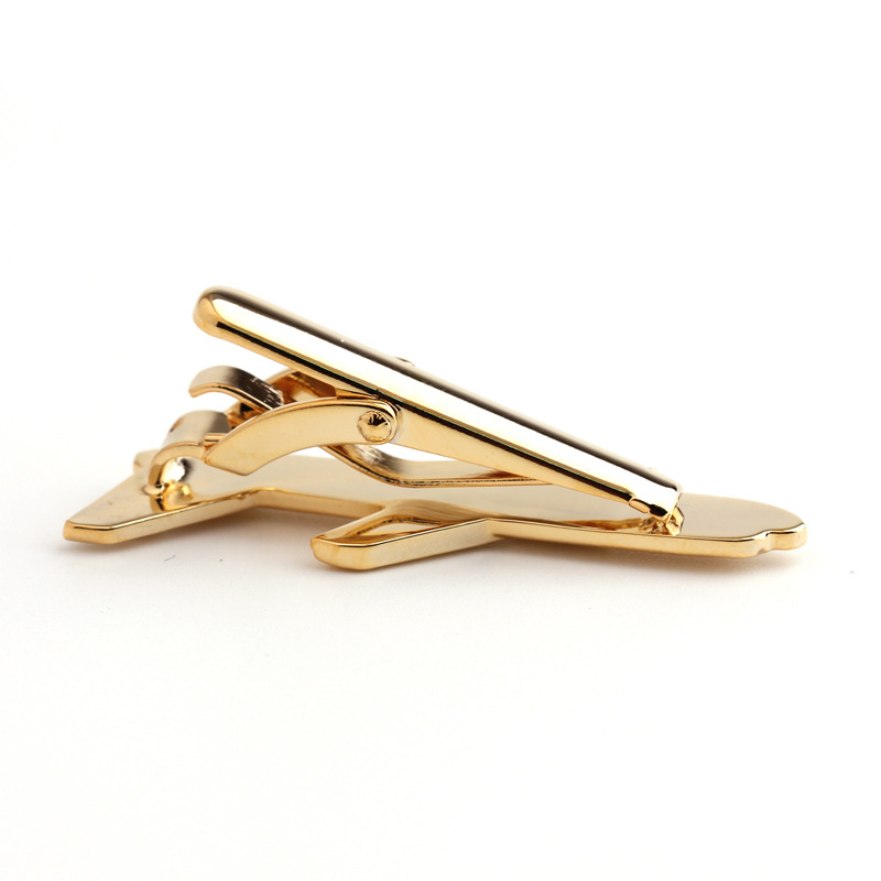 Nuovo modello di boutique a forma di aeroplano, fermacravatta in oro elettroplaccato, accessori per cravatta formale da uomo_voghion.com