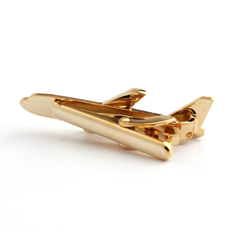 Nuovo modello di boutique a forma di aeroplano, fermacravatta in oro elettroplaccato, accessori per cravatta formale da uomo_voghion.com
