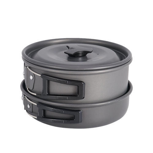 Outdoor pot set for 3 to 4 people, camping portable kettle set, mountaineering picnic, self-driving picnic barbecue non-stick cookware