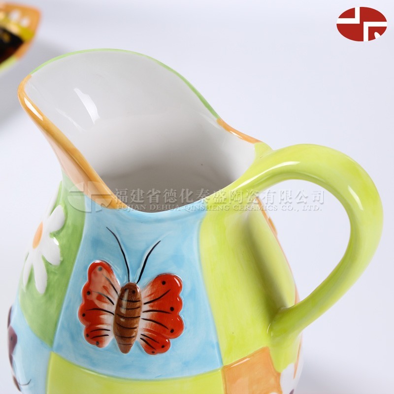 Exportación transfronteriza cerámica tetera de agua pintada tetera de flores casera taza de leche con mango taza de regalo casera logotipo