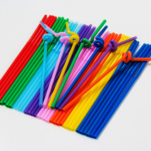 Colorful art straws 8 colors clear pack 100 pieces/pack disposable plastic creative bendable straws 6*260mm