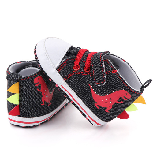 High-top canvas baby shoes, soft sole shoes, cartoon dinosaur small wave shoes, cloth bottom learning to walk shoes 2399