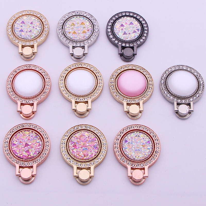 Diamond-encrusted Gem Ring Bracket All-metal Round Rhinestone Ring Buckle Lazy Mobile Phone Bracket Desktop Drop-proof