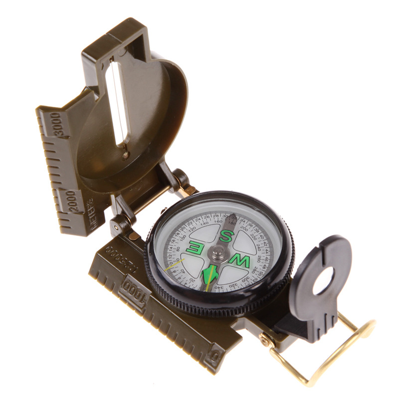 野外旅行露营指南针户外定向越野 美式军绿色罗盘多功能指北针