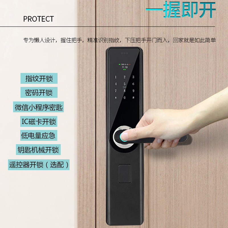 Puerta antirrobo del hogar de la cerradura de la huella dactilar del semiconductor del Uno-apretón con la cerradura elegante de la pantalla cerradura electrónica de la contraseña de la tarjeta de crédito del apartamento del hotel