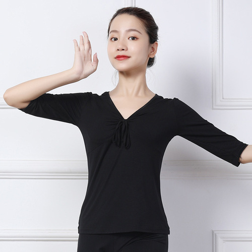 Modern Dance Exam Top, Adult Female Ballet Dress with Butterfly Bow, Practice Wear for Square Dance, Dance Costume for Modern Dance, Drop Ship