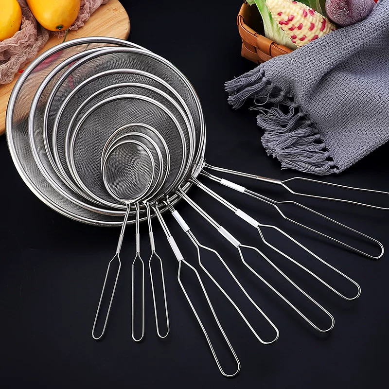 Stainless steel mesh siege juice soy milk flour super fine filter sieve house kitchen fried noodle noodle spoon fence
