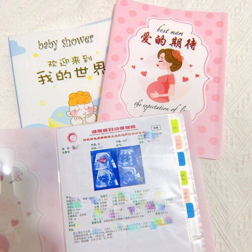 Pregnancy checkup report storage booklet loose-leaf pregnancy test sheet collection book A5 file information storage folder transparent multi-layer