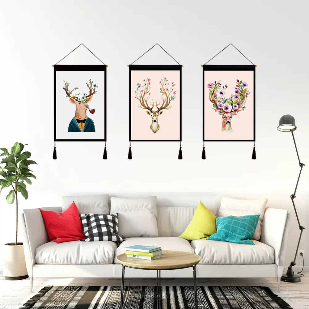 背景布装饰帆布旗帜挂布沙发背景装饰挂画 布艺民宿装饰画背景墙