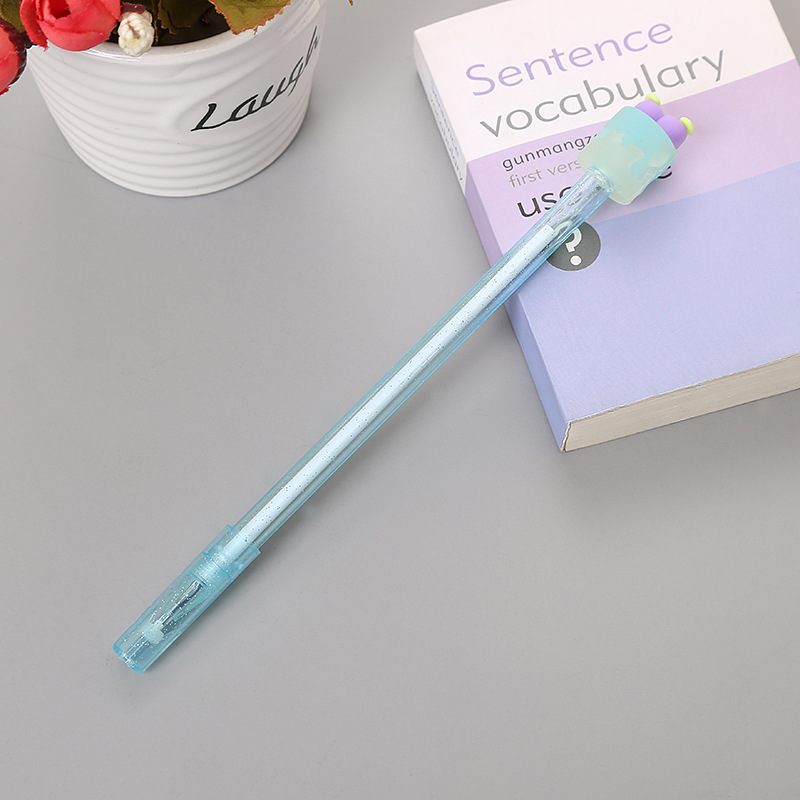 Lindo pastel de frutas pluma de gel creativo estudiante examen negro pluma de agua oro rosa barra transparente Oficina firma pluma