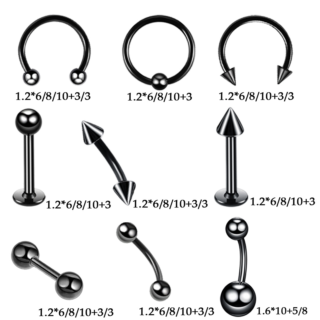 Amazon best-seller tatuaje perforación herramientas traje 42 Piezas labio clavo ceja oído espárragos ombligo anillo cuerpo piercing fábrica directa