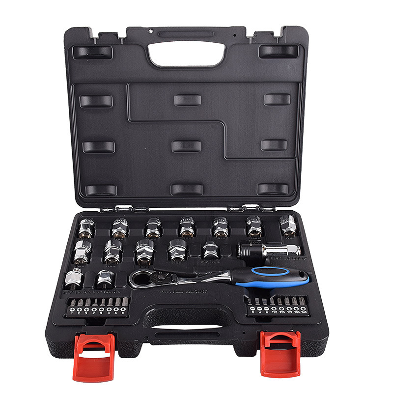 进口32pcs3/8 1/4 棘轮扳手组合套装 中空梅花 英制套筒 汽修工具