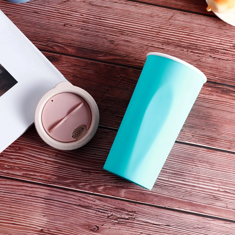 Factory direct selling wheat straw double -layer insulation cup office tea cup advertising cup
