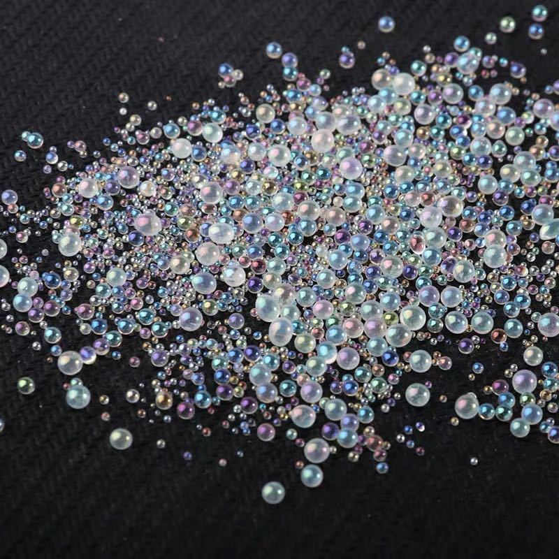 Glass transparent round beads for manicure