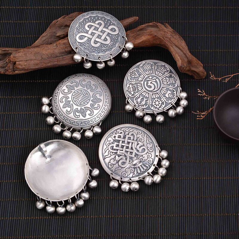 Wholesale S990 foot silver round brand car pendant frosted old craft retro style design jewelry accessories pendant
