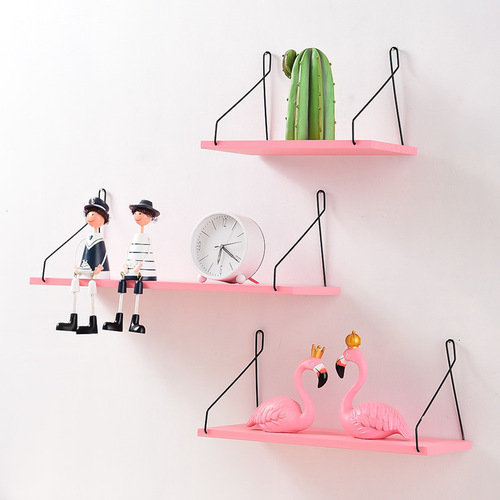 Nordic simple wooden wall storage rack home decoration organizer living room bedroom one-word partition storage rack