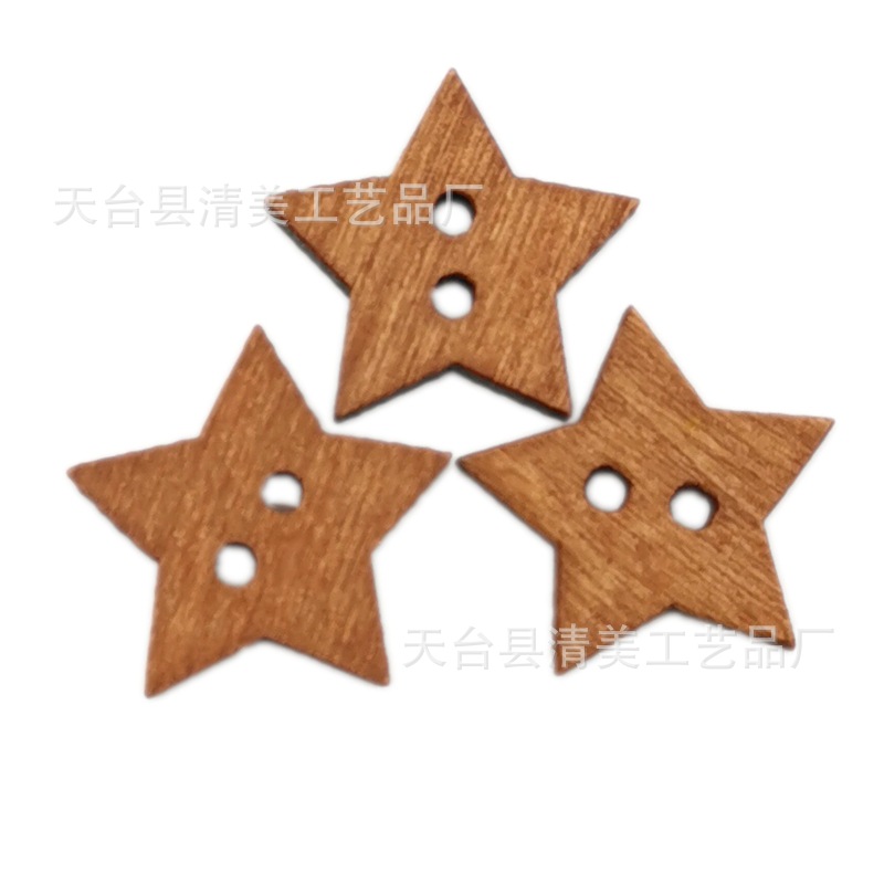20mm retro estrella de cinco puntas de madera botón de madera decorativo retro estrella de cinco puntas botón de madera