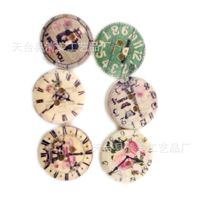 Reloj retro botones de madera 50 una bolsa de 2cm de diámetro para el comercio electrónico