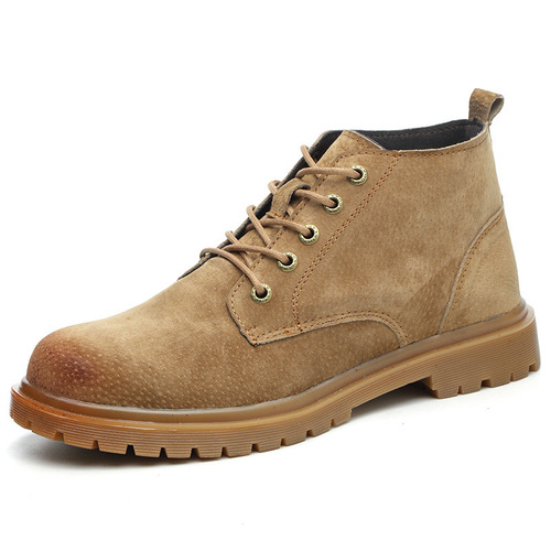 Men's labor protection shoes, soft sole, anti-smash and anti-puncture, winter high-top, breathable, lightweight, anti-spark pigskin welding work shoes