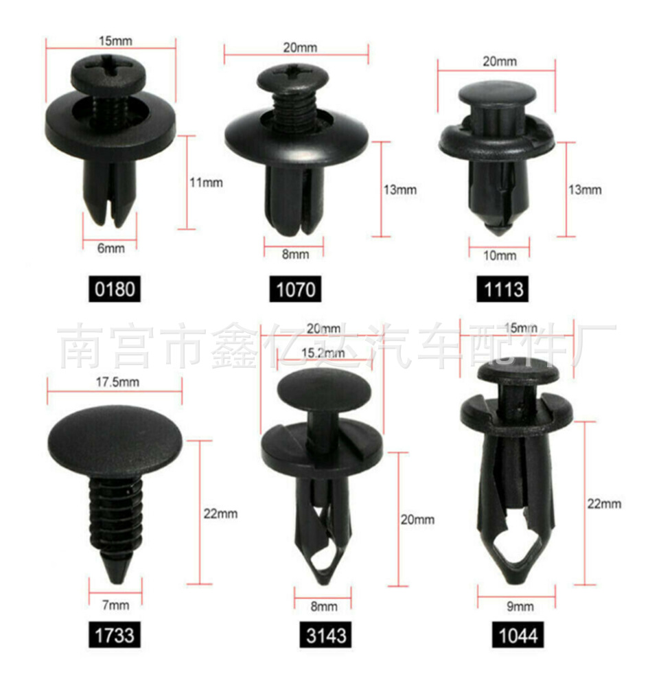 190 unids 6 tamaños sujetador del coche ABS remache push Rod clip Fender parachoques hebilla de plástico