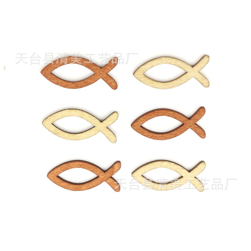 Registro profundo café Café ligero mezclado hueco madera pescado decorativo de madera registro hueco pescado 18 piezas un paquete