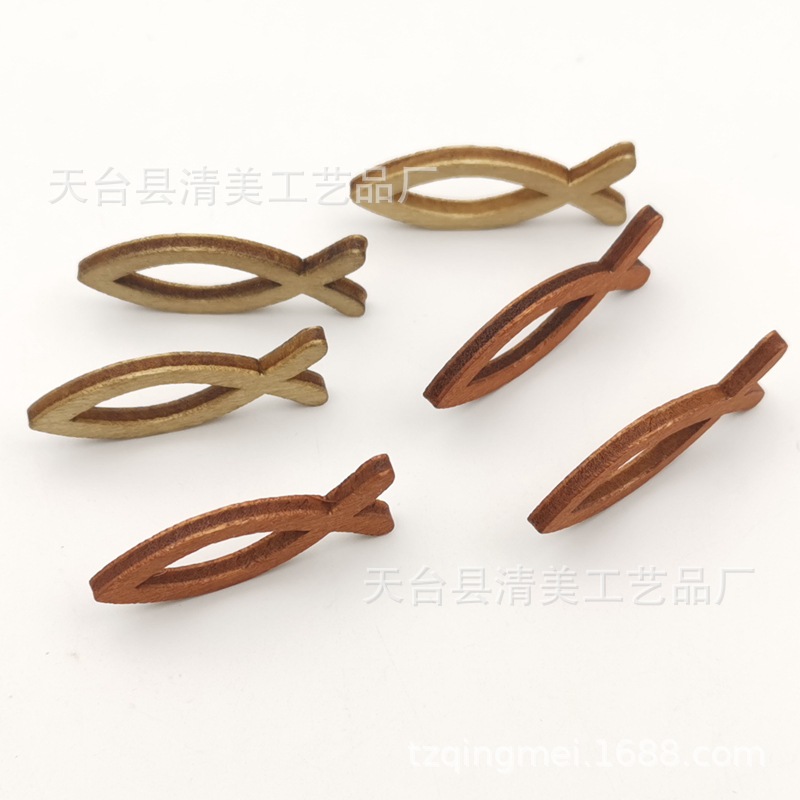 Registro profundo café Café ligero mezclado hueco madera pescado decorativo de madera registro hueco pescado 18 piezas un paquete