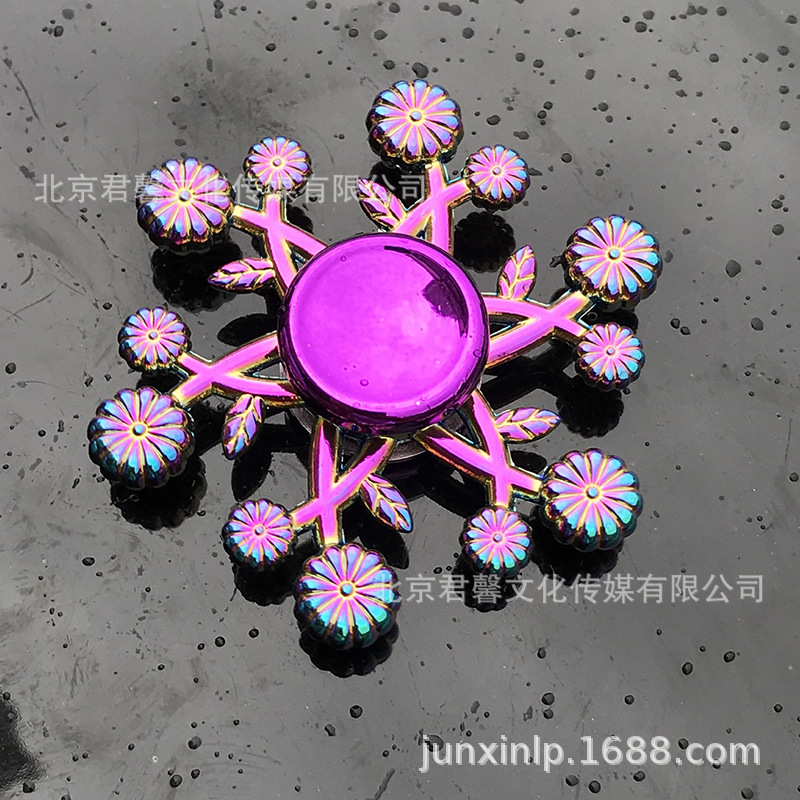 B Dedos de araña de colores, peonza, yema del dedo de metal de tres hojas, peonza de dos hojas, productos pequeños, suministro al por mayor