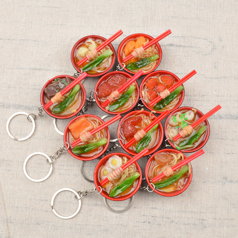 Simulation Food Chopsticks Bowl Noodles Keychain Pendant PVC Simulation Food Bowl Bag Pendant Internet Celebrant Simulation Food Play