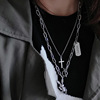 Brand multilayer fashionable necklace hip-hop style, movable rabbit, pendant suitable for men and women