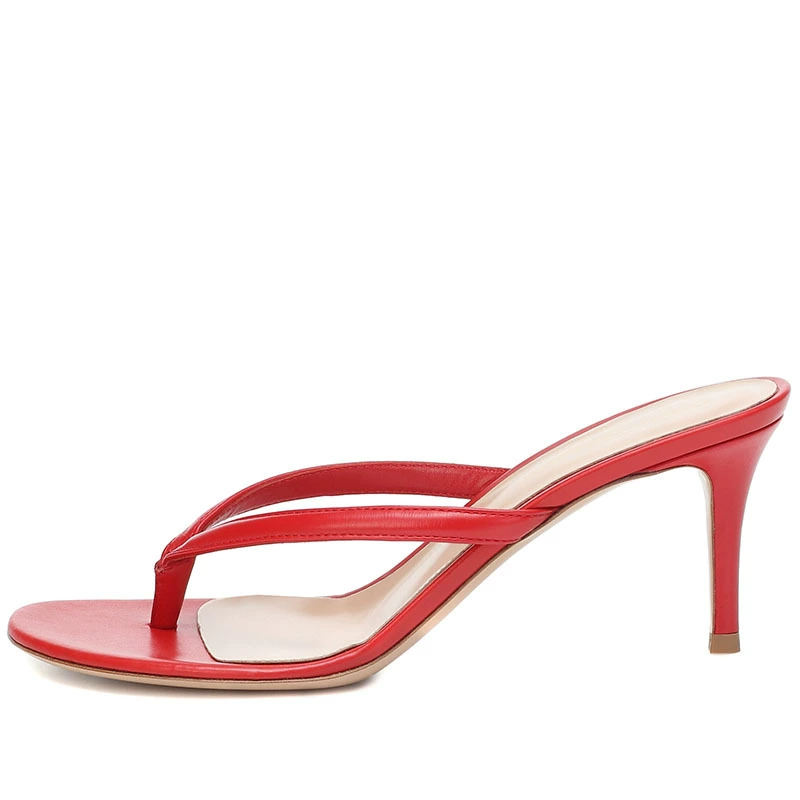 Красно-коричневый PU Серебряная лакированная кожа шпильки каблук шлепанцы пляжная обувь Европейская и американская Женская Внешняя торговля плюс размер Новый