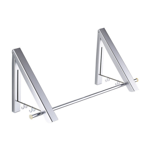 Space aluminum folding clothes drying rod balcony coat rack simple drying and draining wall hanging clothes rack bathroom telescopic clothes drying rack