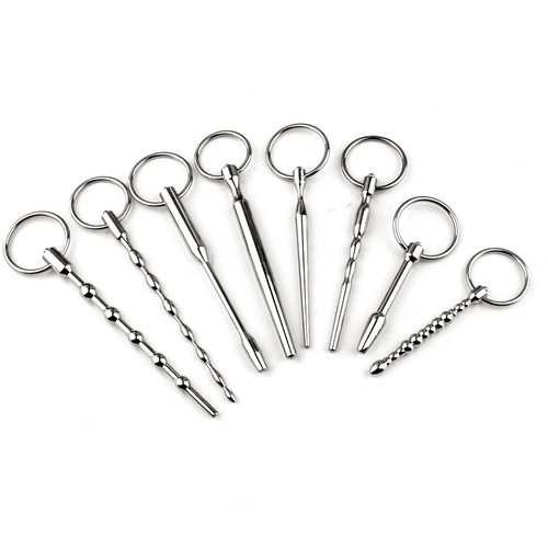 Electric shock metal male urethra blockage horse eye plug urethral expansion 6mm 8mm urethra blockage couple sex toy