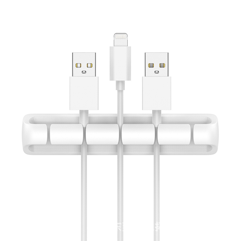 Enrollador de silicona cable de alimentación de escritorio Cable de almacenamiento de alambre clip de cable de datos organizador de cable Tarjeta de cable de soporte autoadhesivo