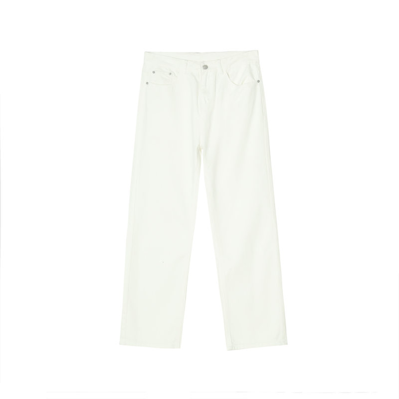 Quần jean nam ống rộng phong cách Hàn Quốc, quần dài denim thoải mái dễ phối đồ — Màu trắng, Màu vàng bùn, Màu đen, Xanh denim