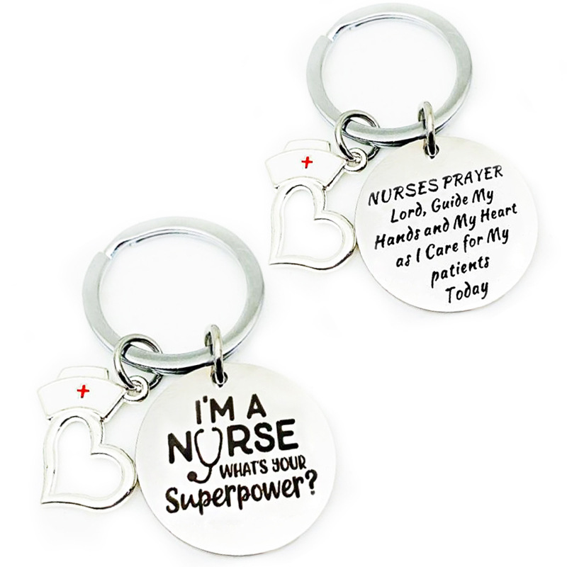 Médico regalo láser letras de acero de titanio llavero de acero inoxidable se puede personalizar