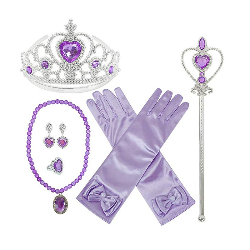 Набор детских аксессуаров «Замороженный», повязка на голову принцессы Эльзы, корона, волшебная палочка, ожерелье, перчатки, набор из шести предметов для выступлений